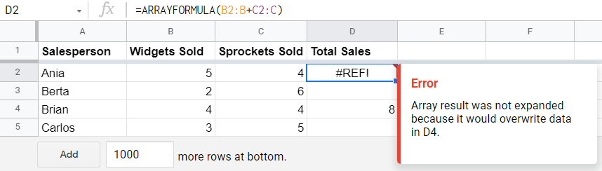 Using ARRAYFORMULA in your Google Sheets spreadsheet why and how