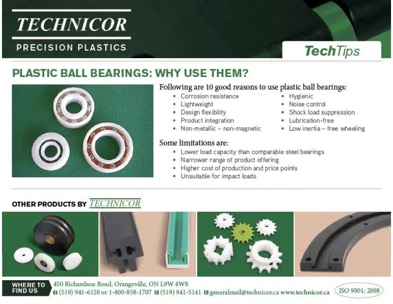 Plastic Ball Bearings Why Use Them? Technicor Precision Plastics