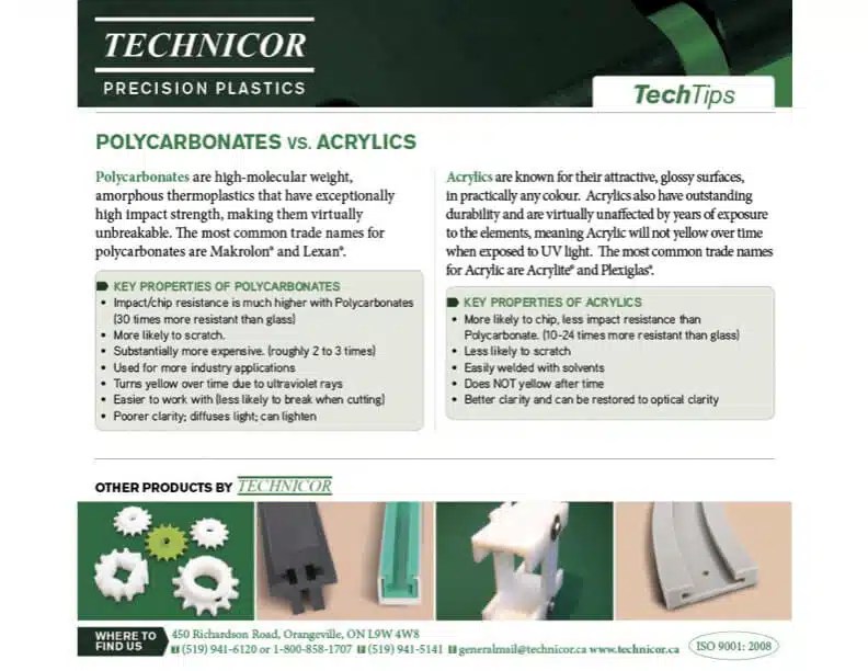Polycarbonates vs. Acrylics Technicor Precision Plastics