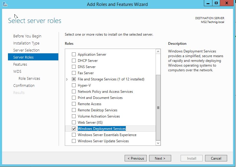 Install Windows Deployment Services Role
