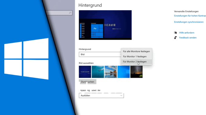 2 Bildschirme Verschiedene Hintergrundbilder Windows 10