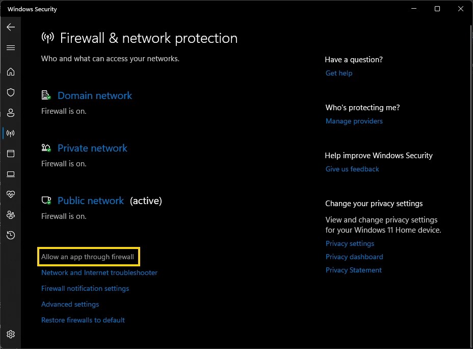 Windows 11 Allow/Block Apps in Firewall