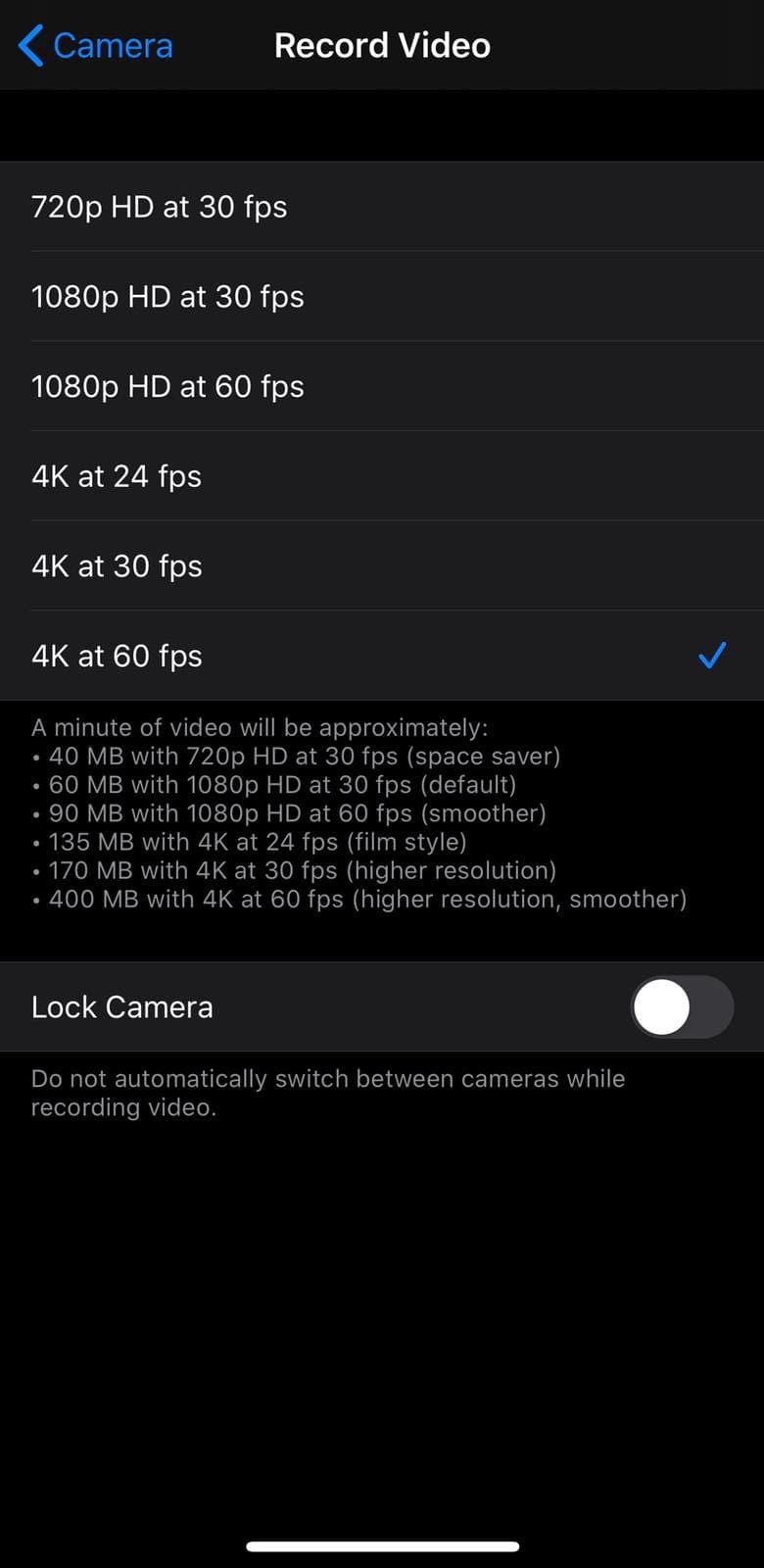iPhone Change Video Recording Resolution Technipages