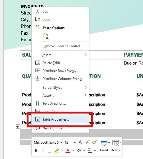 Microsoft Word How to Center a Table Technipages