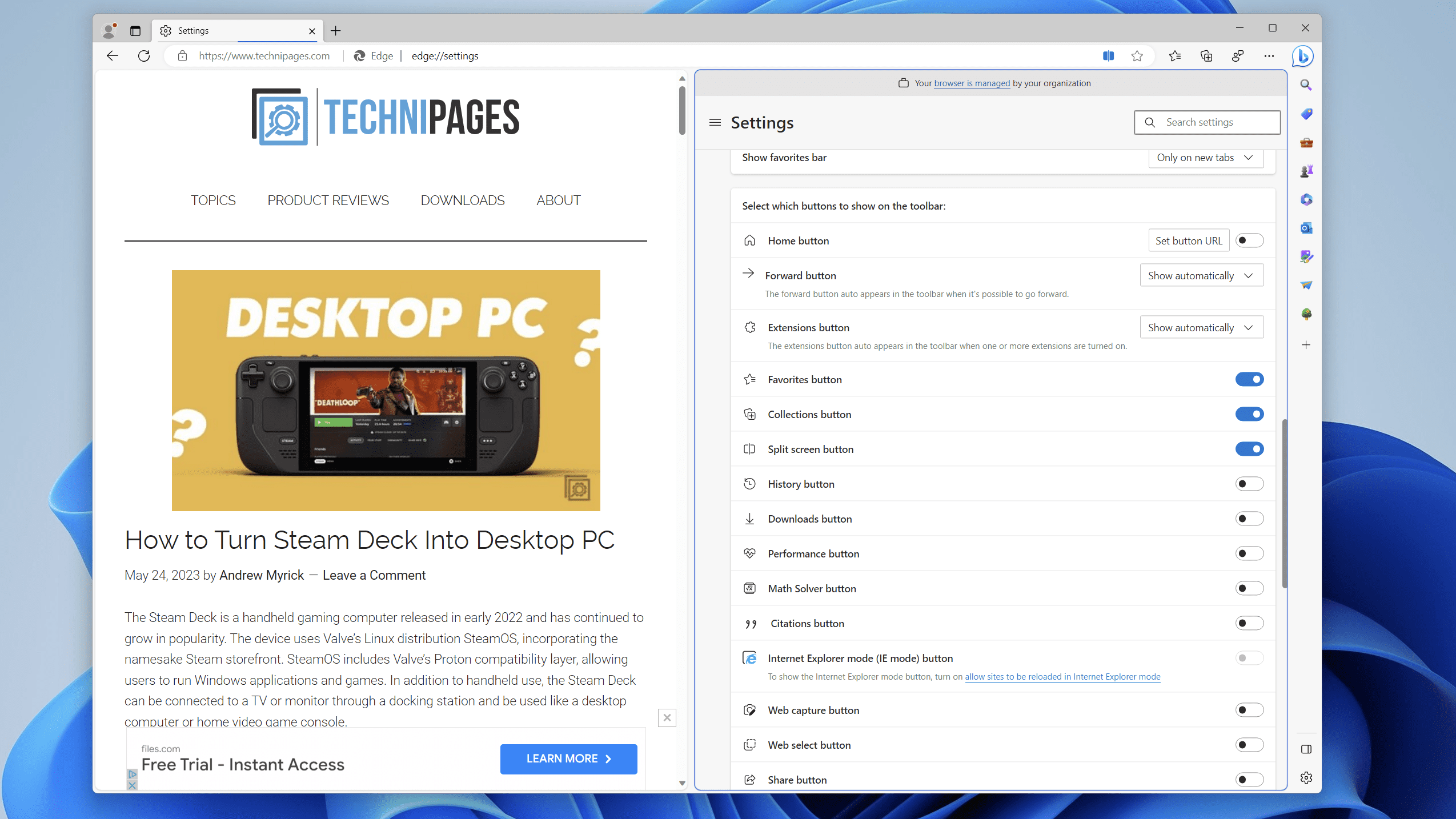 How to Enable SplitScreen in Microsoft Edge Technipages