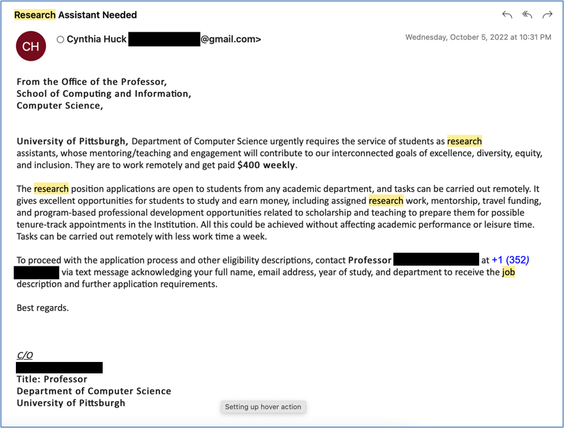 Identifying Phishing Emails