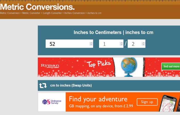 52 in Cm - Top 3 Conversion Tools to Convert 52 In Cm