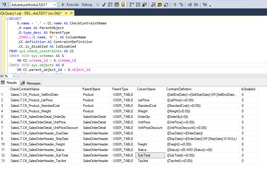 025. SQL SERver Script to Get list of CHECK Constraints of Database