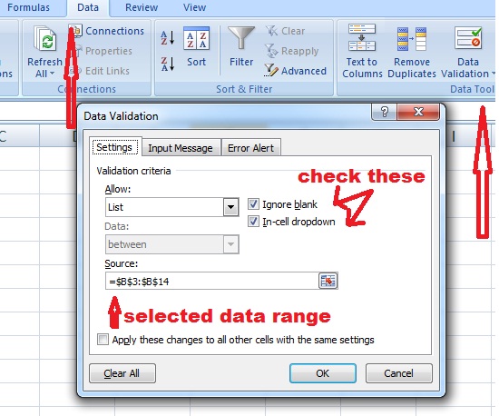 How to add a dropdown list to a Cell in Microsoft Excel