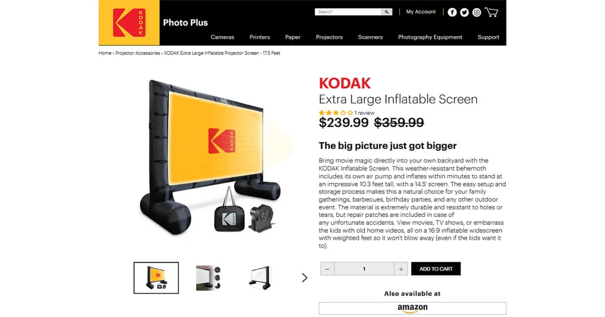 KODAK Extra Large Inflatable Screen จอโปรเจ็กเตอร์ สูง 3 เมตร สำหรับฉาย