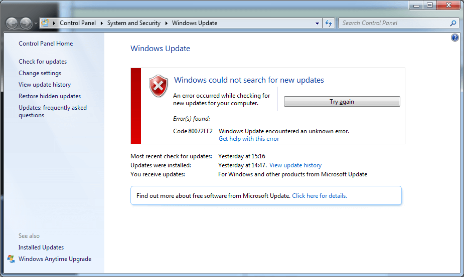 How To Fix Windows Update Error 80072ee2 Techolac