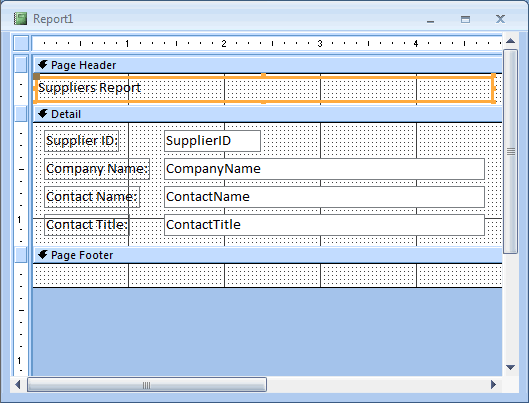 MS Access 2007 Page Header on report