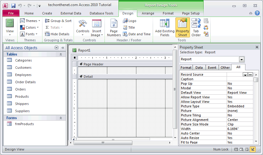 MS Access 2010 Record Source for report