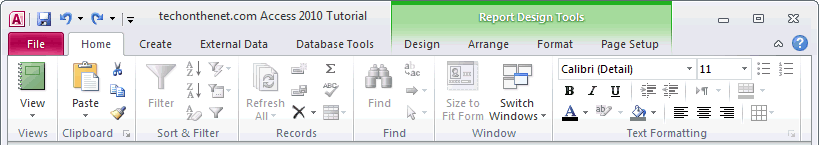 MS Access 2010 Page Header on report