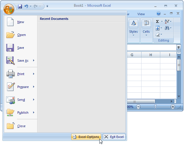 MS Excel 2007 Creating a button