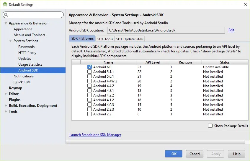 Setting up an Android Studio Development Environment Android 6