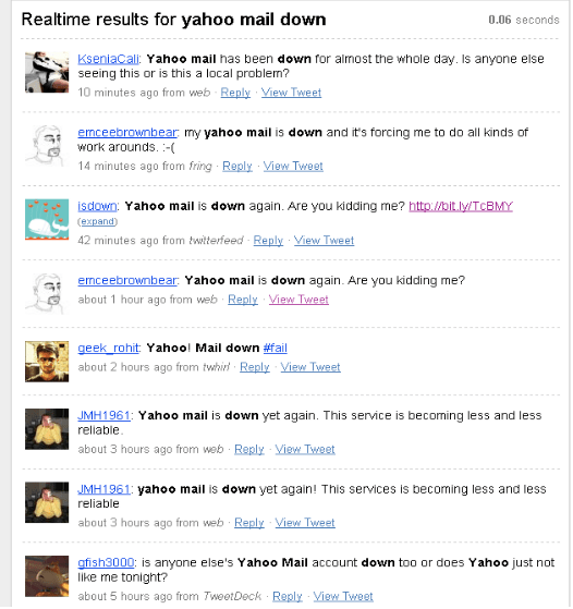 Yahoo Mail Down due to UnScheduled Maintenance