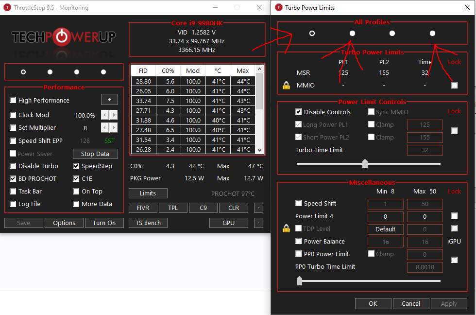 Throttlestop change profile does not change setting in TPL
