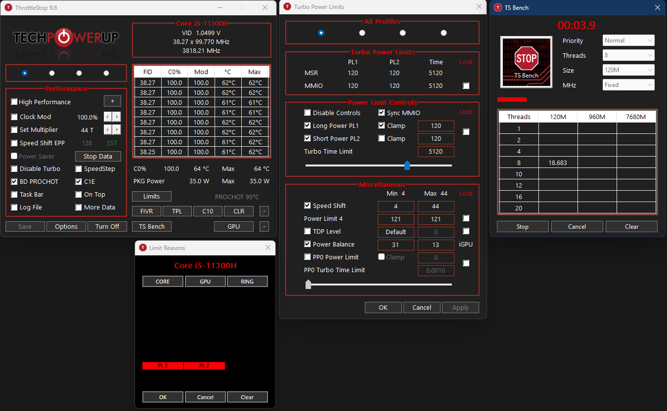 ThrottleStop FIVR 'Not Available', TPL not functioning on i5 11300H