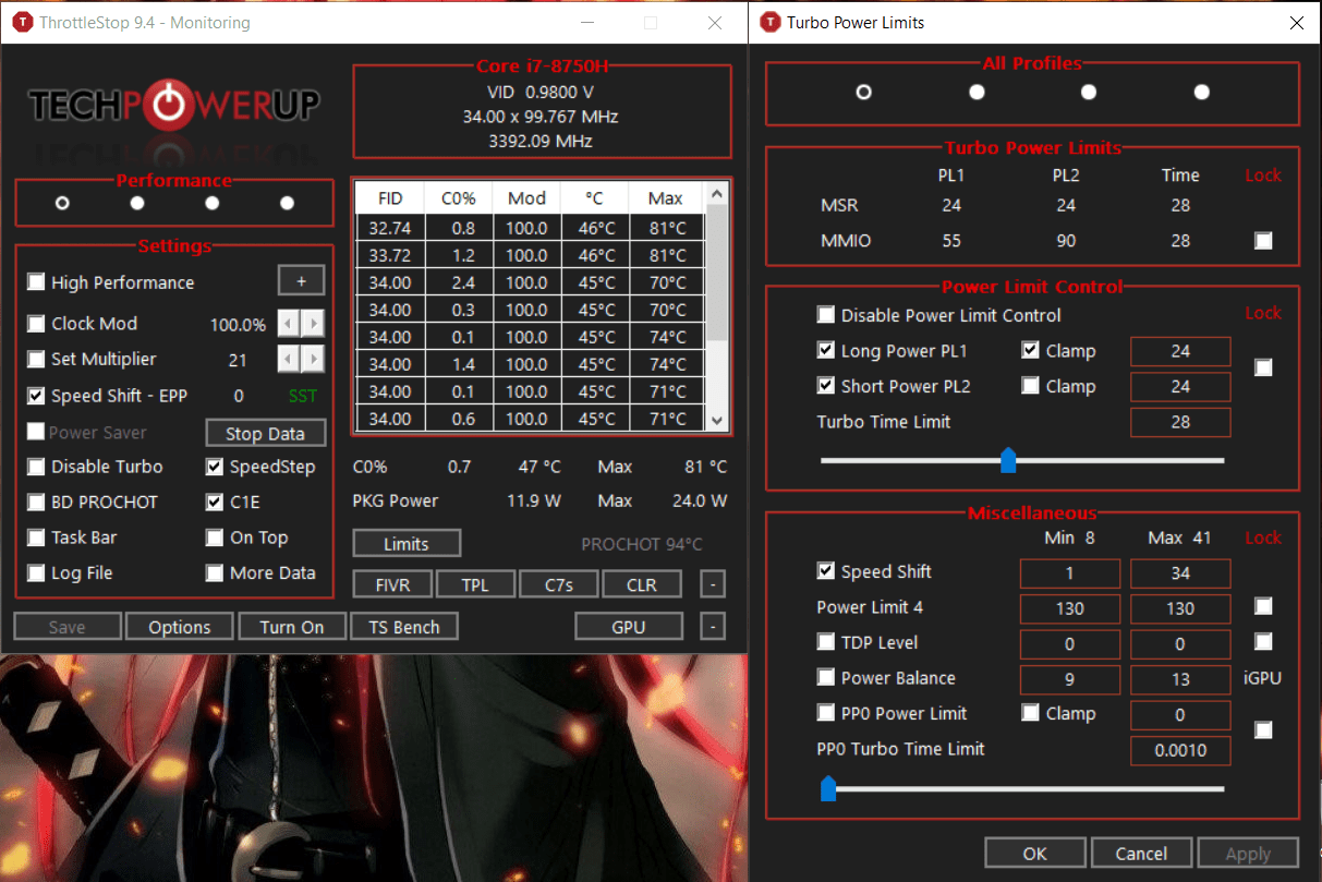 Help undervolting i7 8750h Throttlestop Page 10 TechPowerUp Forums