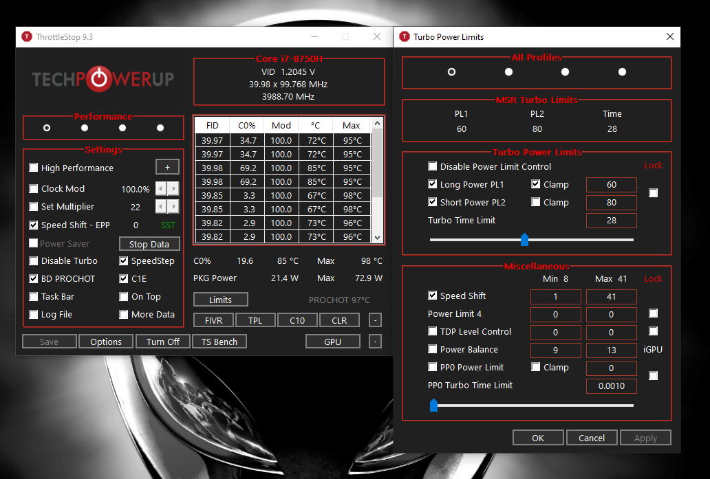 Help undervolting i7 8750h Throttlestop Page 9 TechPowerUp Forums