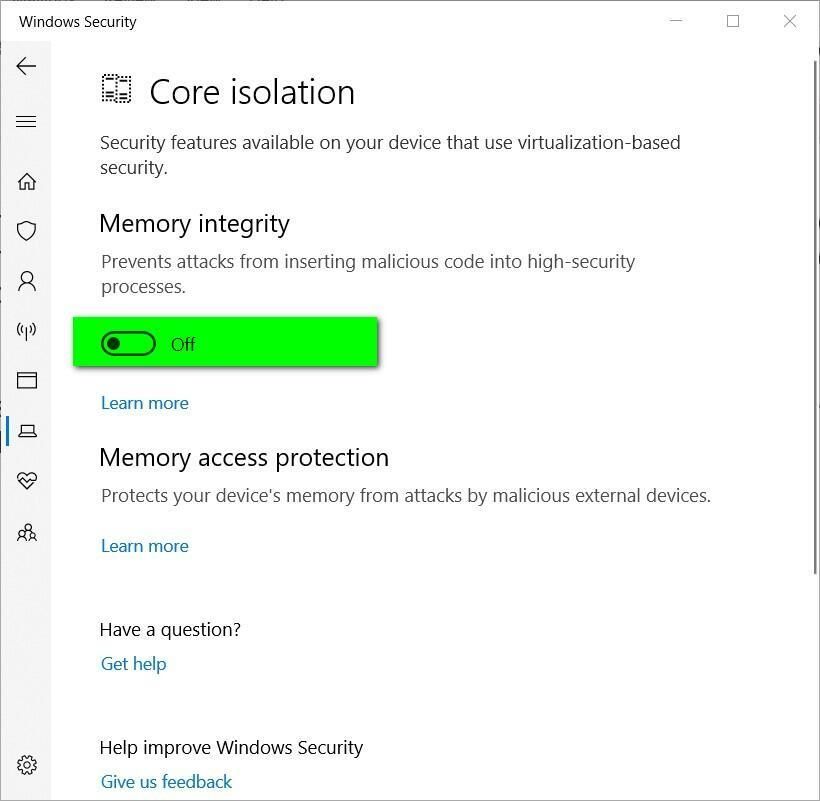 How to activate virtualizationbased security and core isolation in
