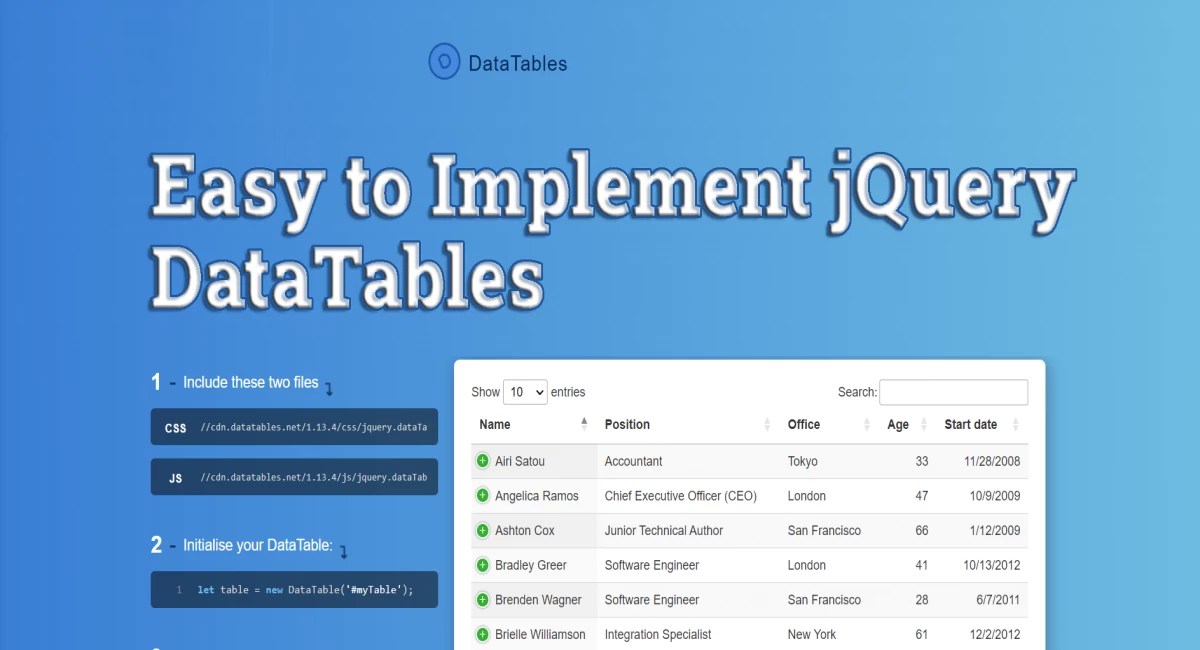 Easy to Implement jQuery DataTables TechsofTechs