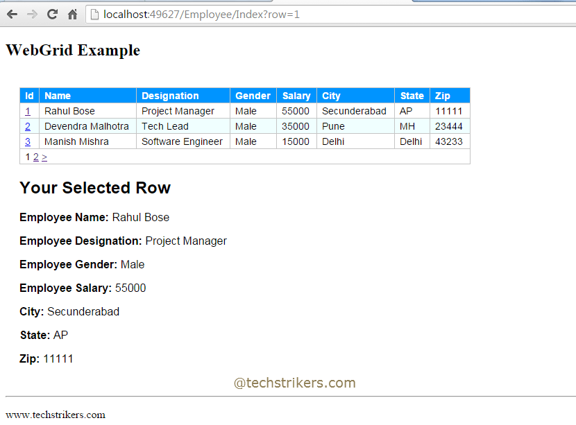 Grid In MVC5 With Razor View And Entity Framework Bind Grid