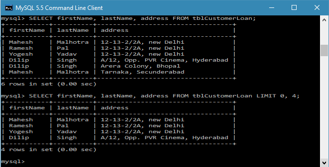 MySQL Limit Clause