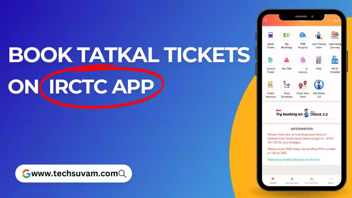 How To Book Tatkal Ticket In IRCTC App 2024