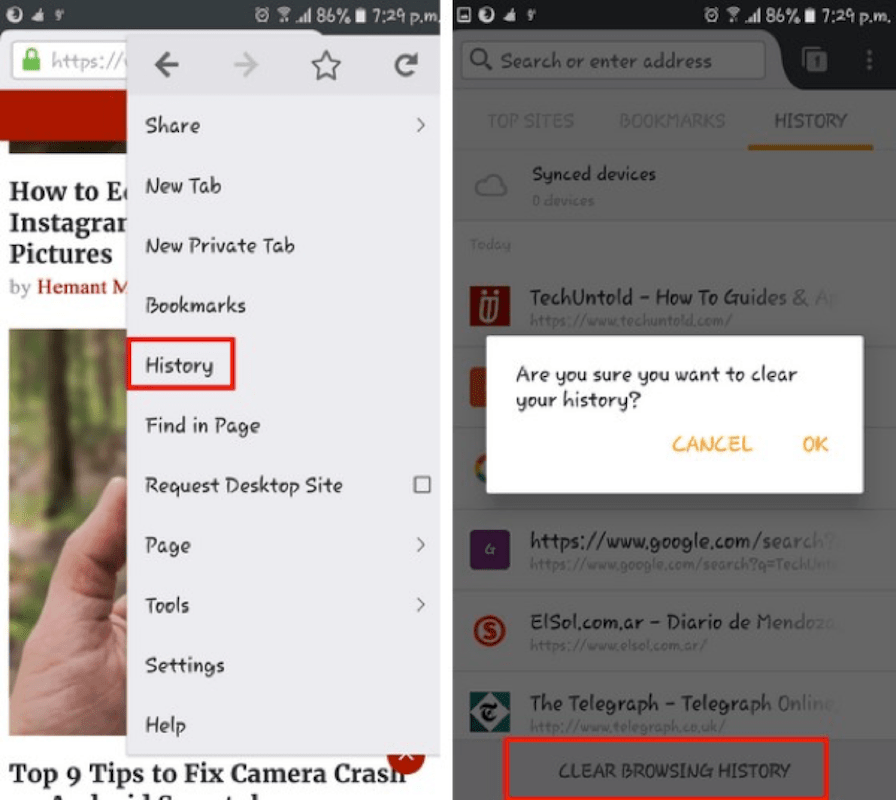 How to Delete Browsing History on Android TechUntold