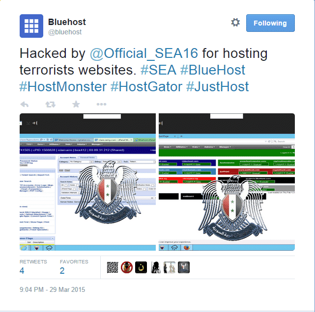 Syrian Electronic Army hacks Bluehost, Justhost, Hostgator, Fastdomain