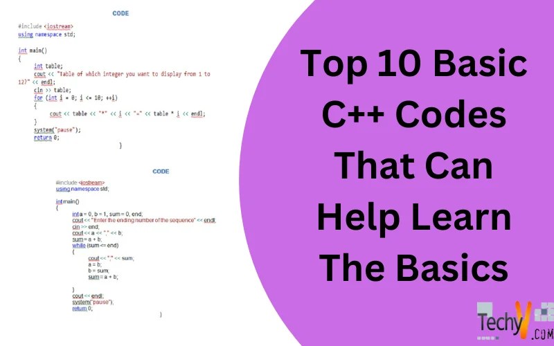 Top 10 Basic C++ Codes That Can Help Learn The Basics
