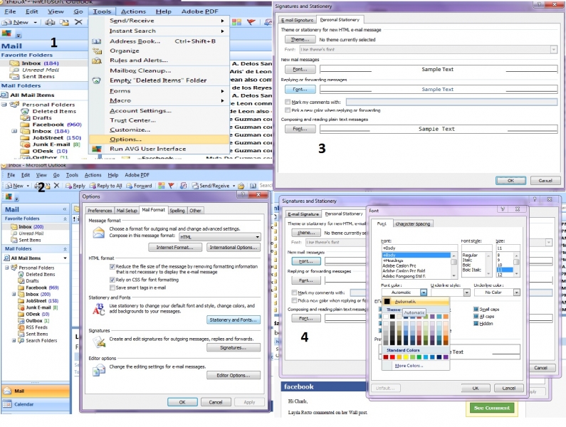 Reverting font color in MSOutlook to its default