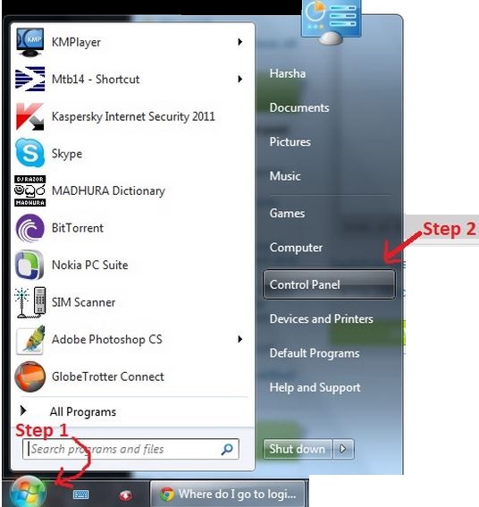 Where do I go to login to my control panel?