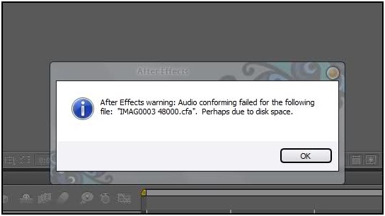 Adobe after effects audio confirming failed