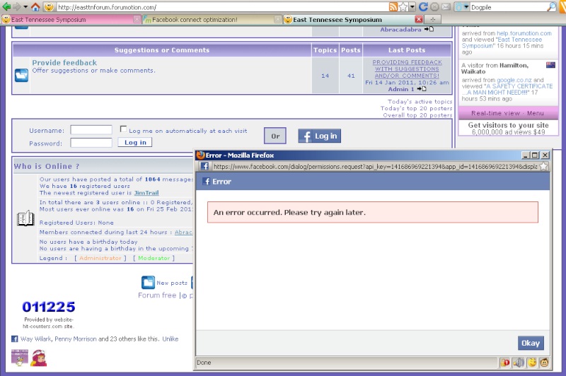 Error while using Facebook Connect Optimization