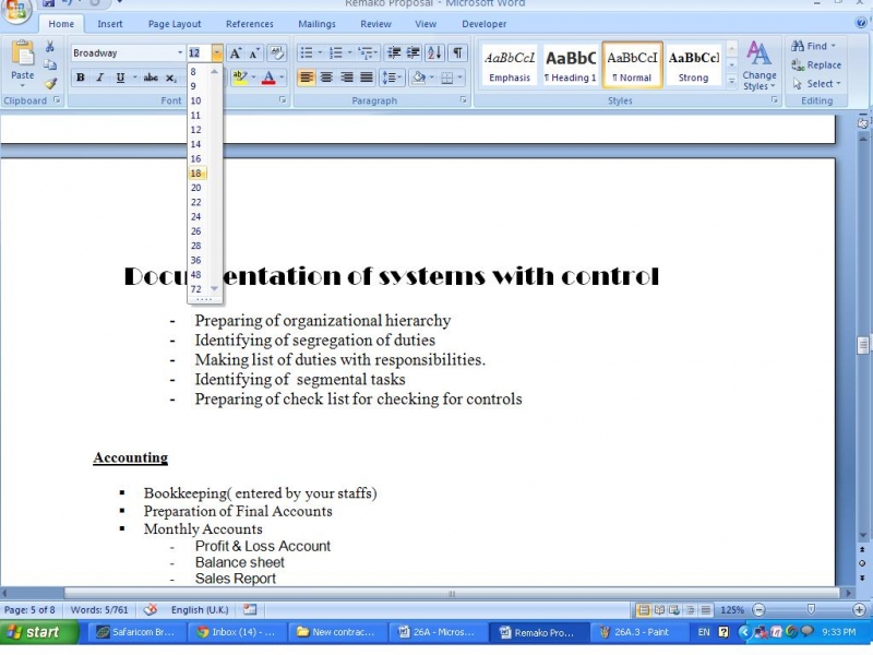 How to setup different fonts and font sizes in word?