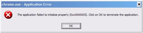 Chrome .exe Application Error The application failed to initialize