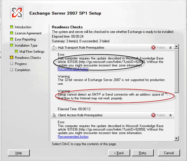 Setup cannot detect an SMTP