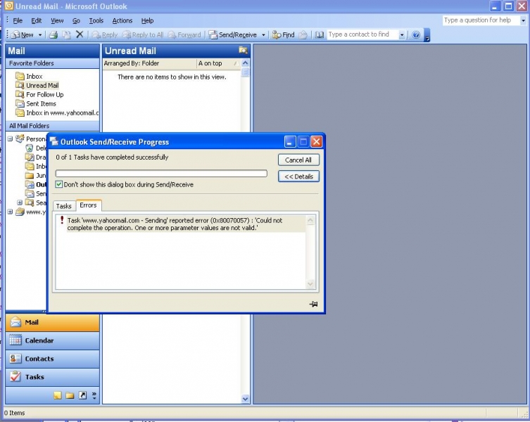 Cannot send message on outlook.
