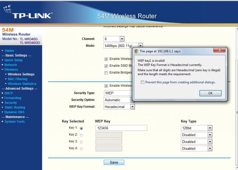 WEP key in Hexadecimal Format
