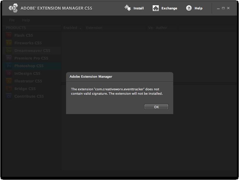 Adobe Extension Manager cannot install extensions