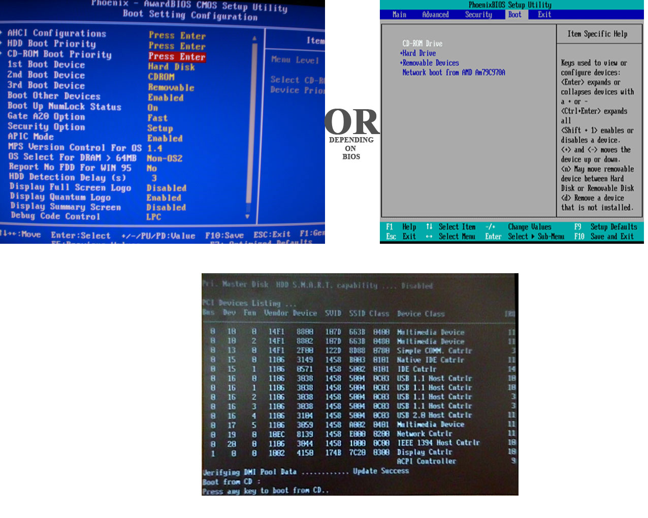 Computer won’t boot from CDROM with Windows XP CD