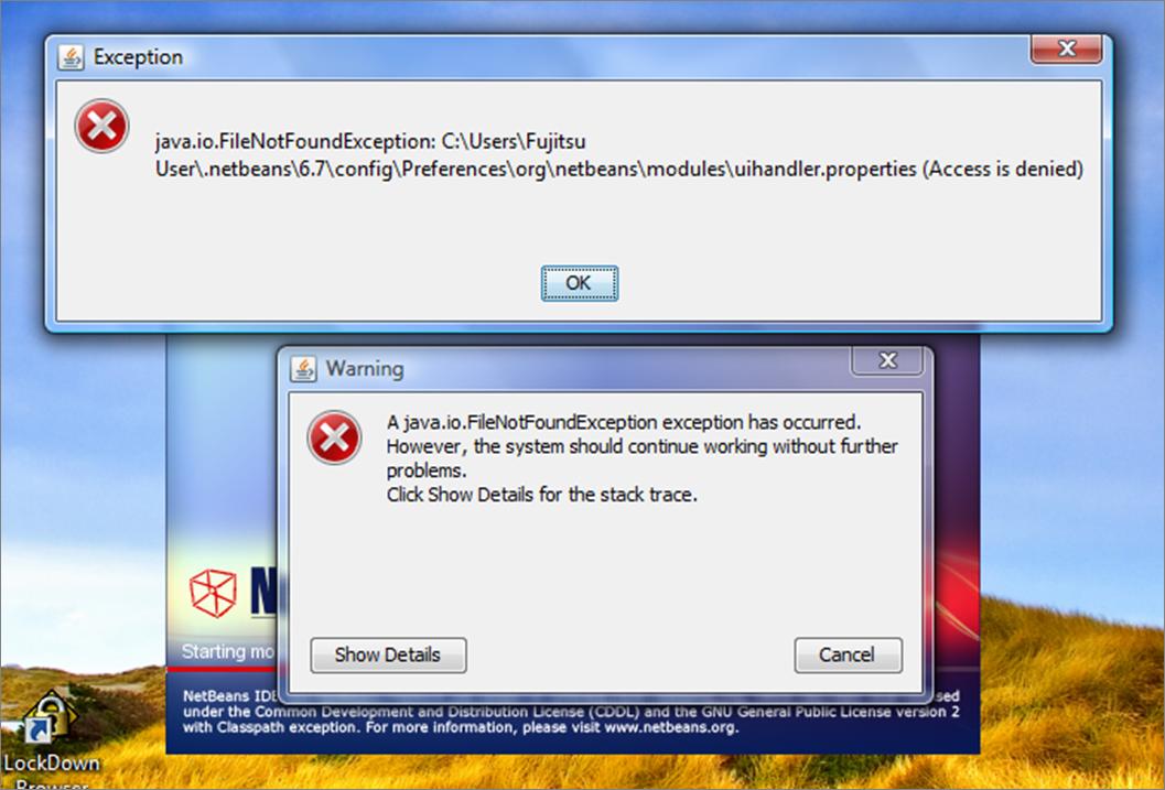 Error occurred loading up netbeans