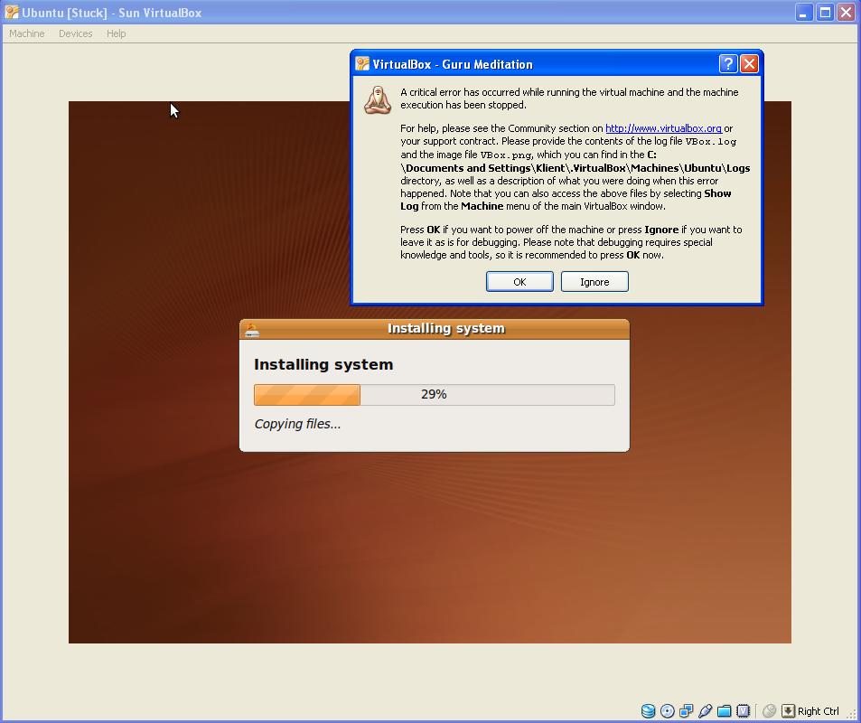 Guru meditation VERR MAP FAILED Decrease guest