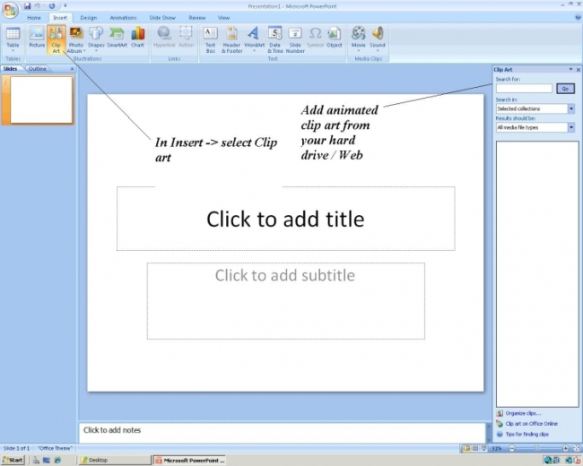 Adding animation on PowerPoint 2010