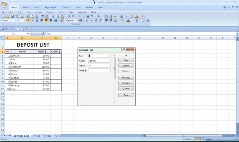 Create a form view in Microsoft Excel