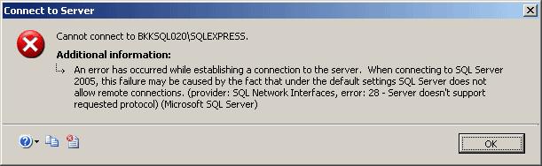 SQL Error Cannot connect to Server