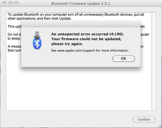 An unexpected error occurred on Mac Operating System